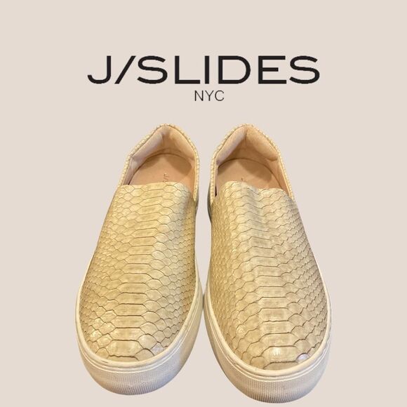 J/Slides NYC Beige Snake "Jibbie" Loafers 7.5 - Picture 3 of 6